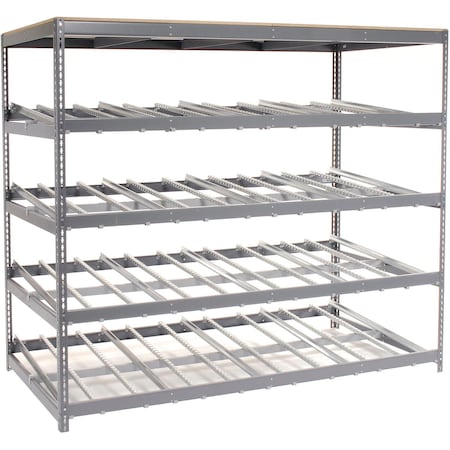 Global Industrial Single Depth Gravity Flow Carton Rack 4 LEVEL 96inW x 48inD x 84Hin 184058